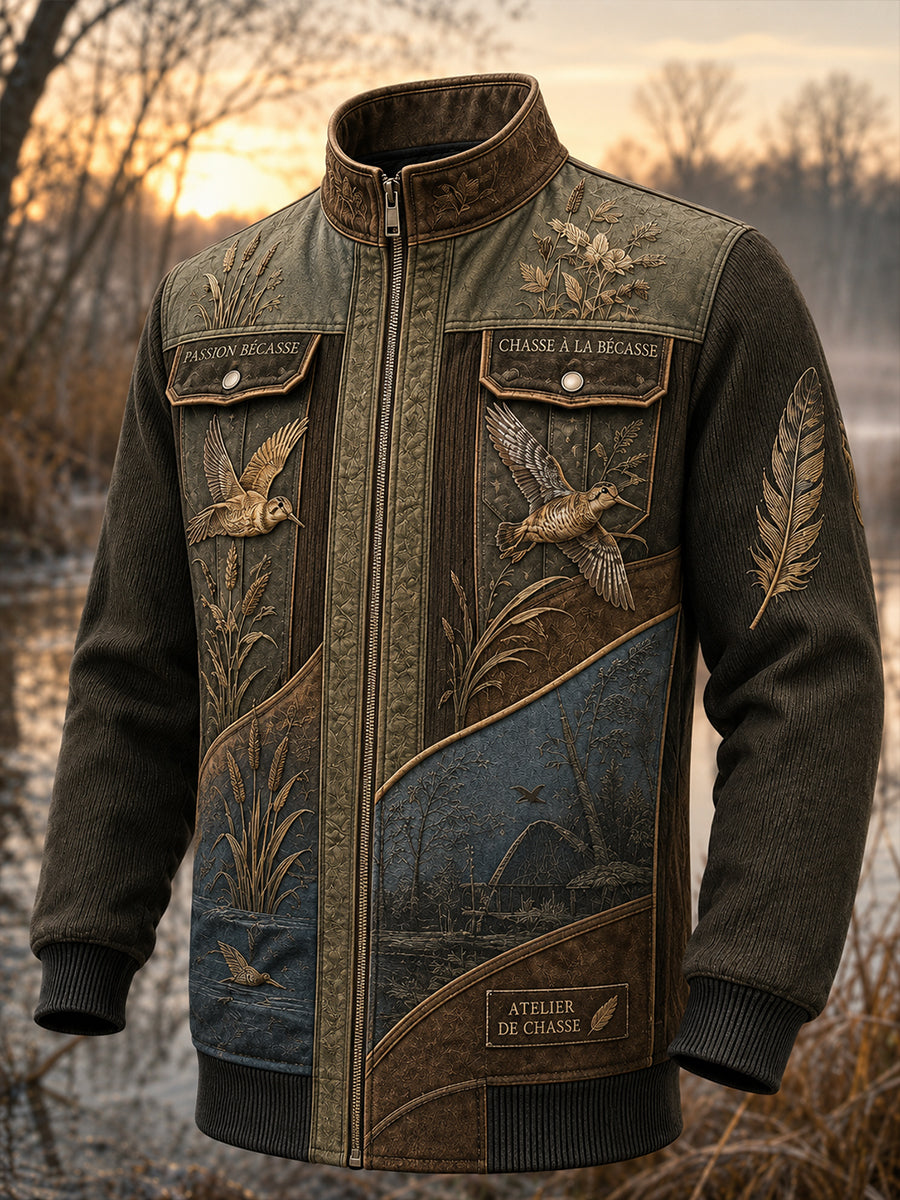 Veste en patchwork de chasse pour homme, style français