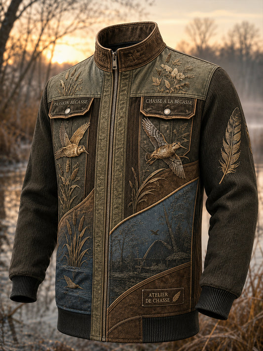 Veste en patchwork de chasse pour homme, style français