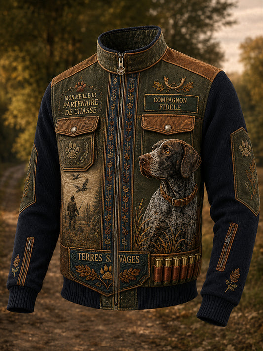 Veste en patchwork de chasse pour homme, style français