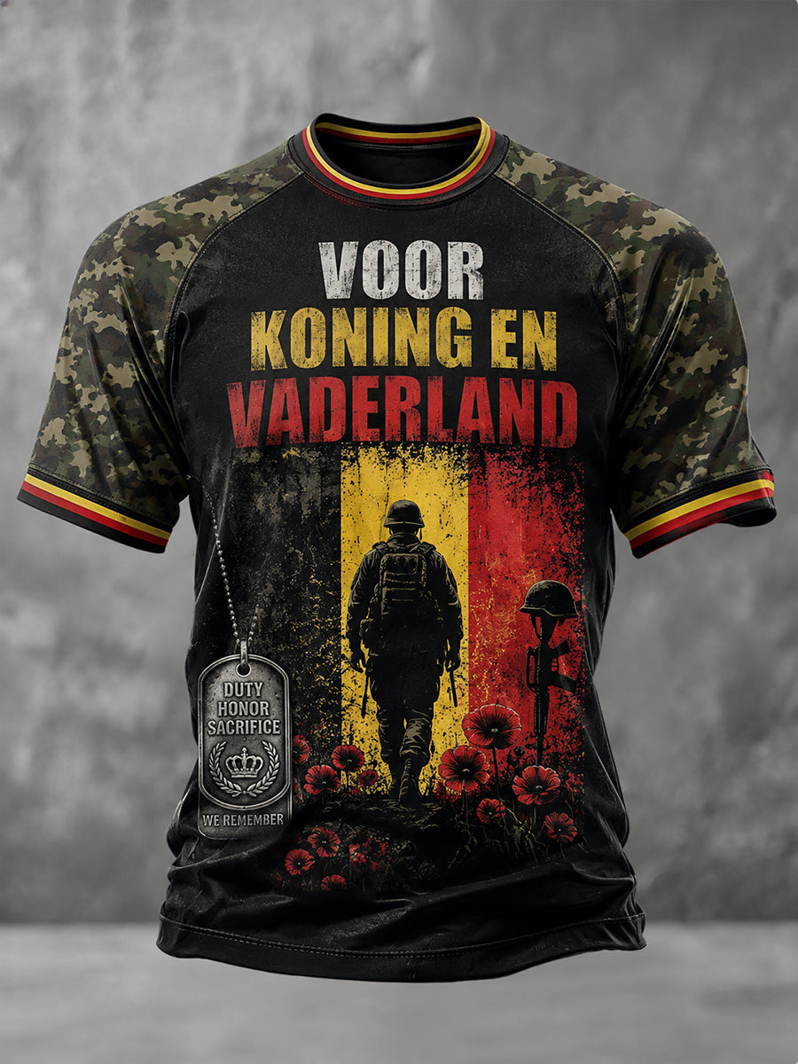 T-shirt manches courtes raglan à motif graphique avec slogan en hommage aux anciens combattants