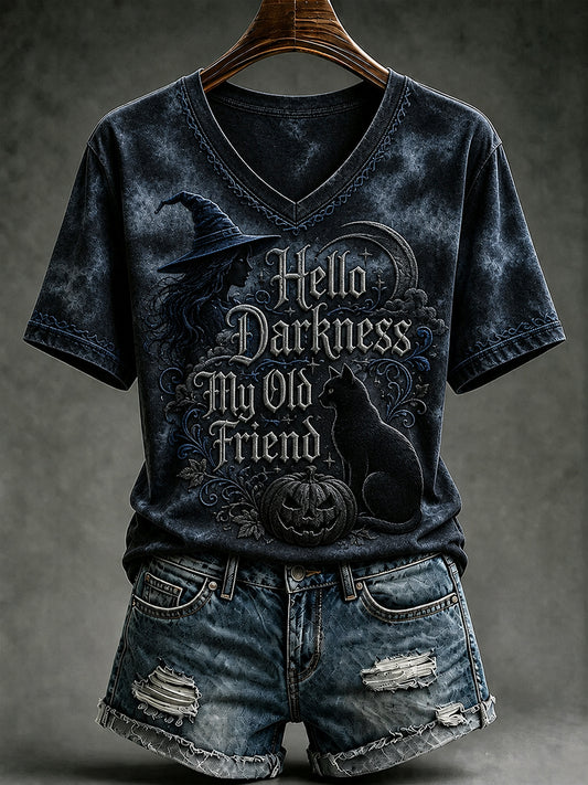 T-shirt à imprimé Hello Darkness My Old Friend Femme