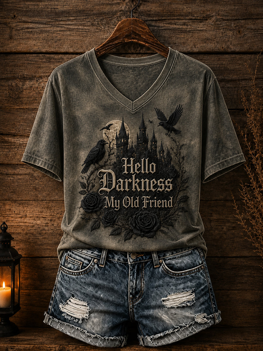 T-shirt Hello Darkness My Old Friend Halloween Femme
