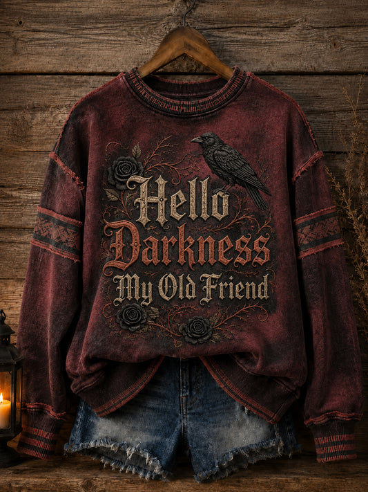 Sweat Femme Hello Darkness My Old Friend Halloween Imprimé