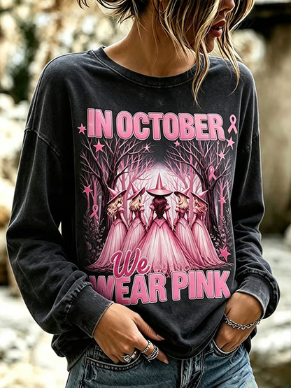 Femmes Cancer Du Sein Halloween Imprimer Régulier Sweatshirt