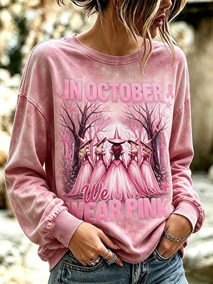 Femmes Cancer Du Sein Halloween Imprimer Régulier Sweatshirt