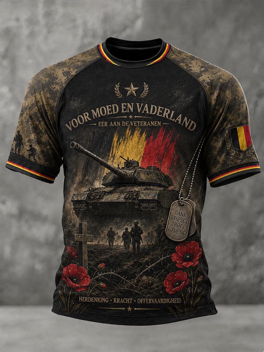 T-shirt raglan à manches courtes Vintage Military Veteran Commemorative Print pour homme