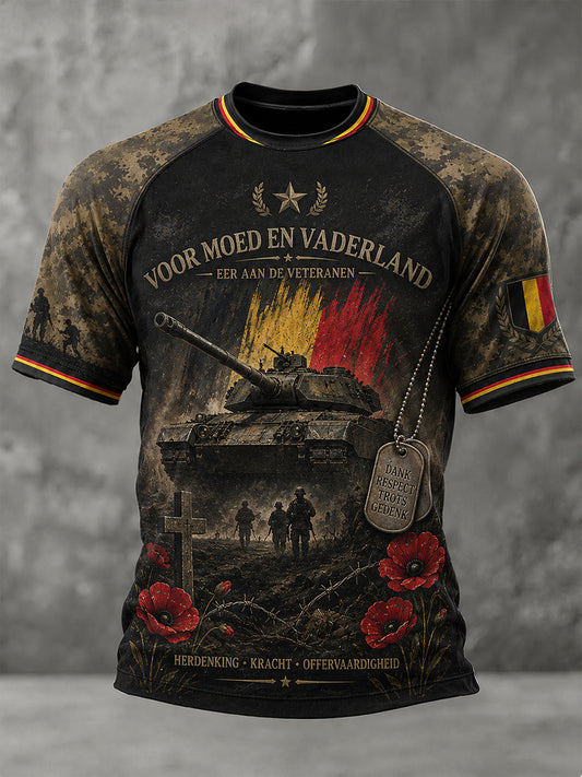 T-shirt raglan à manches courtes Vintage Military Veteran Commemorative Print pour homme