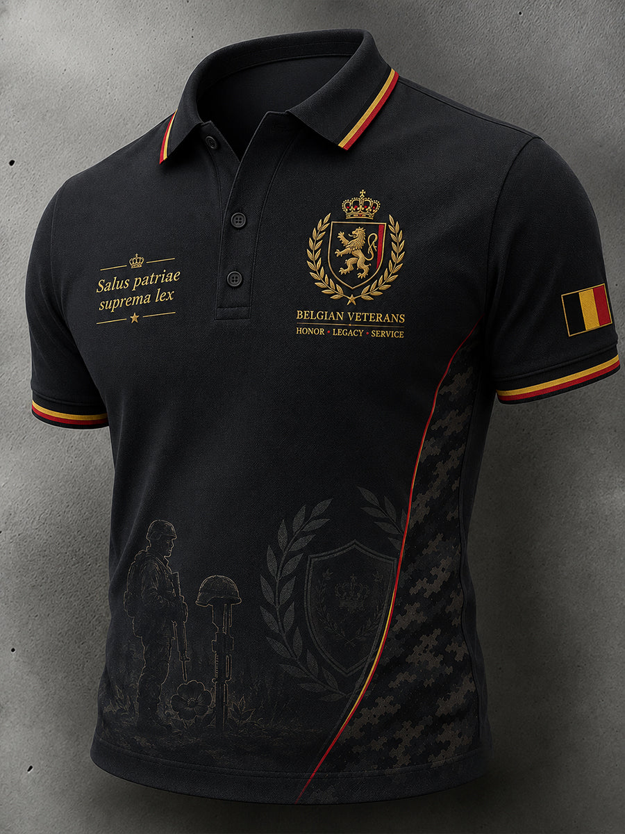 Polo à manches courtes pour homme avec imprimé commémoratif vintage rendant hommage aux anciens combattants