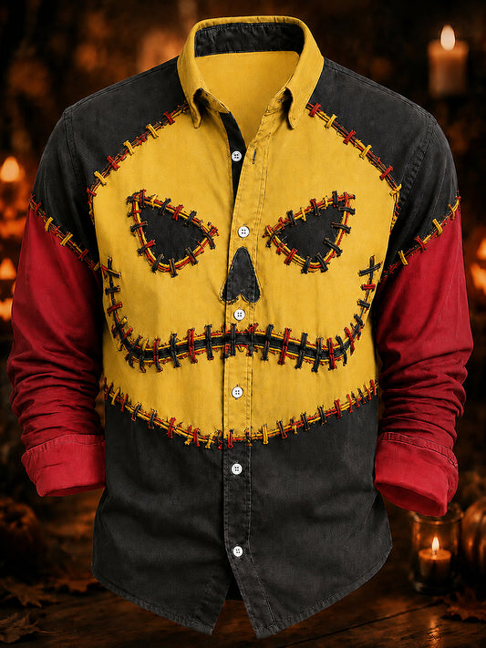 Chemise décontractée à manches longues pour homme, motif belge d’Halloween