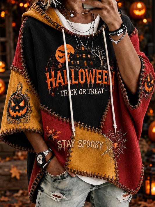 Sweat-shirt à manches trois-quarts et col rond pour femmes, imprimé Halloween, Belgique