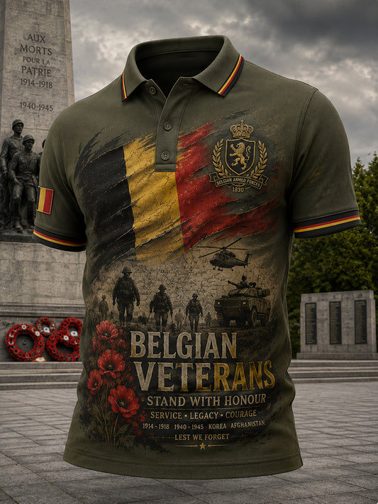 Polo homme à manches courtes orné d’un imprimé commémoratif militaire vintage