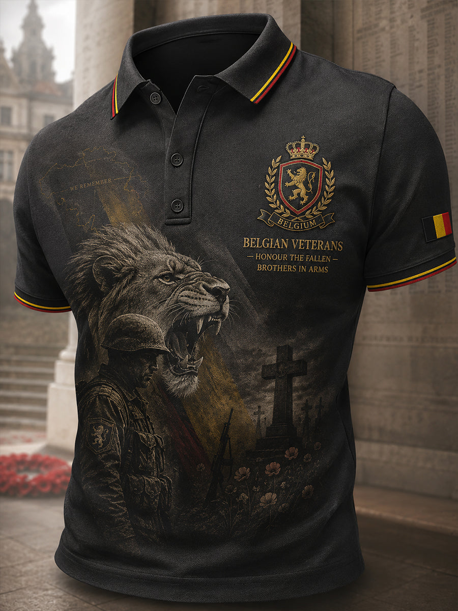Polo homme à manches courtes orné d’un imprimé commémoratif militaire vintage