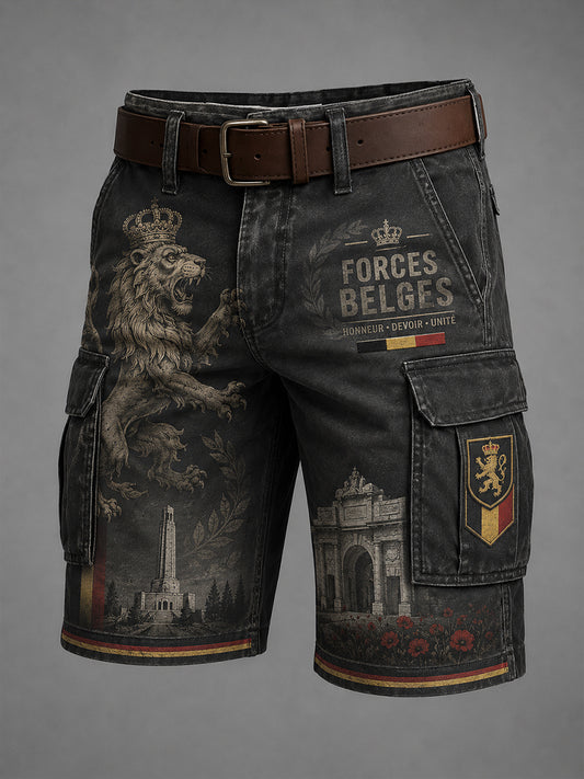 Pantalon cargo court pour homme au motif vintage de style militaire
