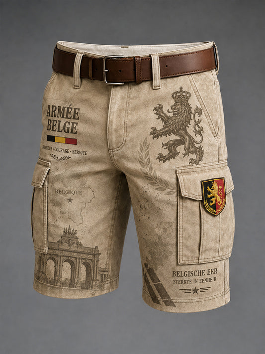 Pantalon cargo raccourci pour hommes avec imprimé de style militaire vintage