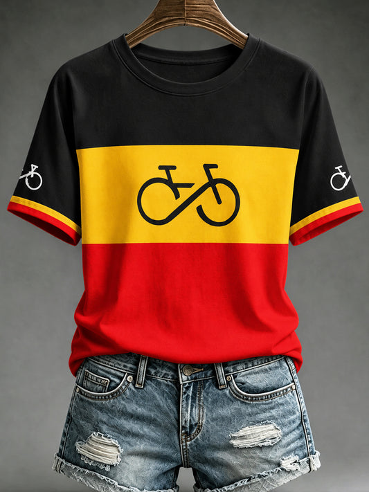 T-shirt femme Belge de cyclo-cross, imprimé vintage, à la mode, ample et à manches courtes