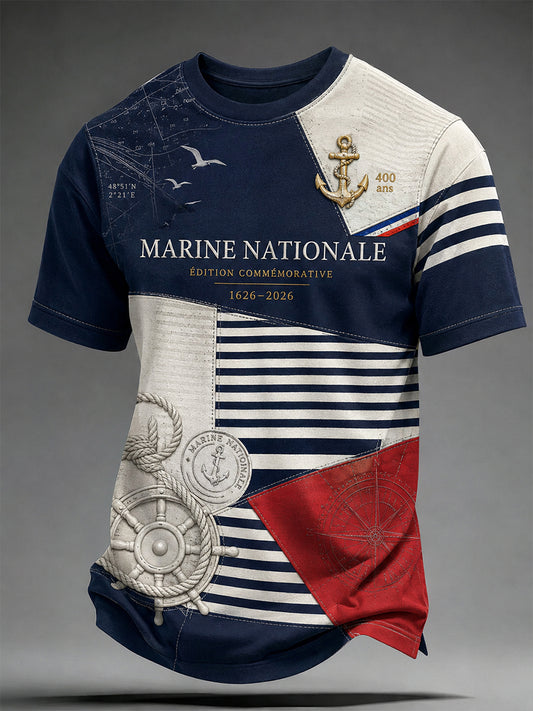 T-shirt manches courtes bleu marine pour homme