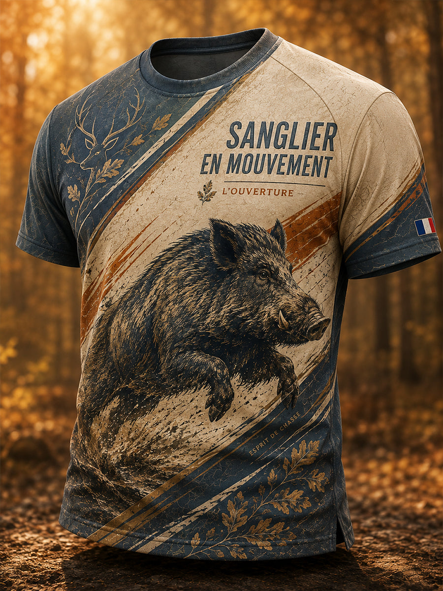 T-shirt manches courtes de chasse à la française pour hommes