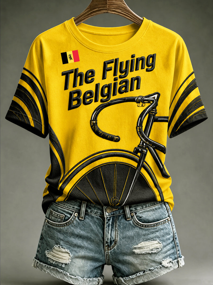 T-shirt femme à manches courtes, ample, à imprimé «Roi de Belgique dans la boue », style vintage et tendance