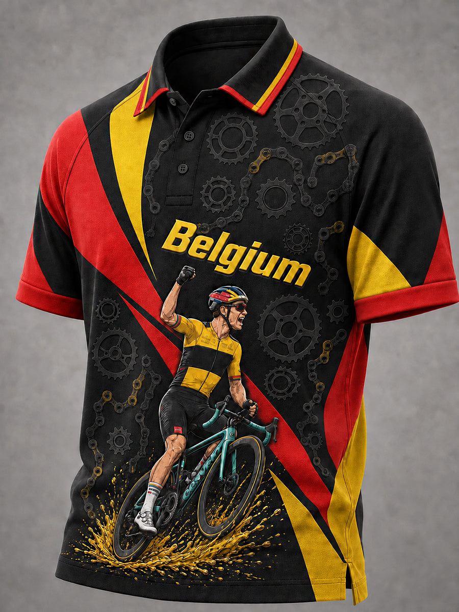 Polo raglan imprimé «Roi de la boue de Belgique» pour homme