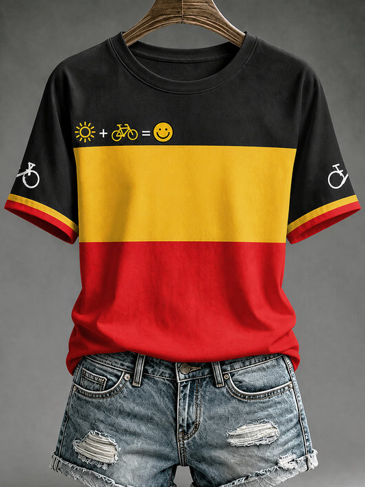 T-shirt femme Belge de cyclo-cross, imprimé vintage, à la mode, ample et à manches courtes
