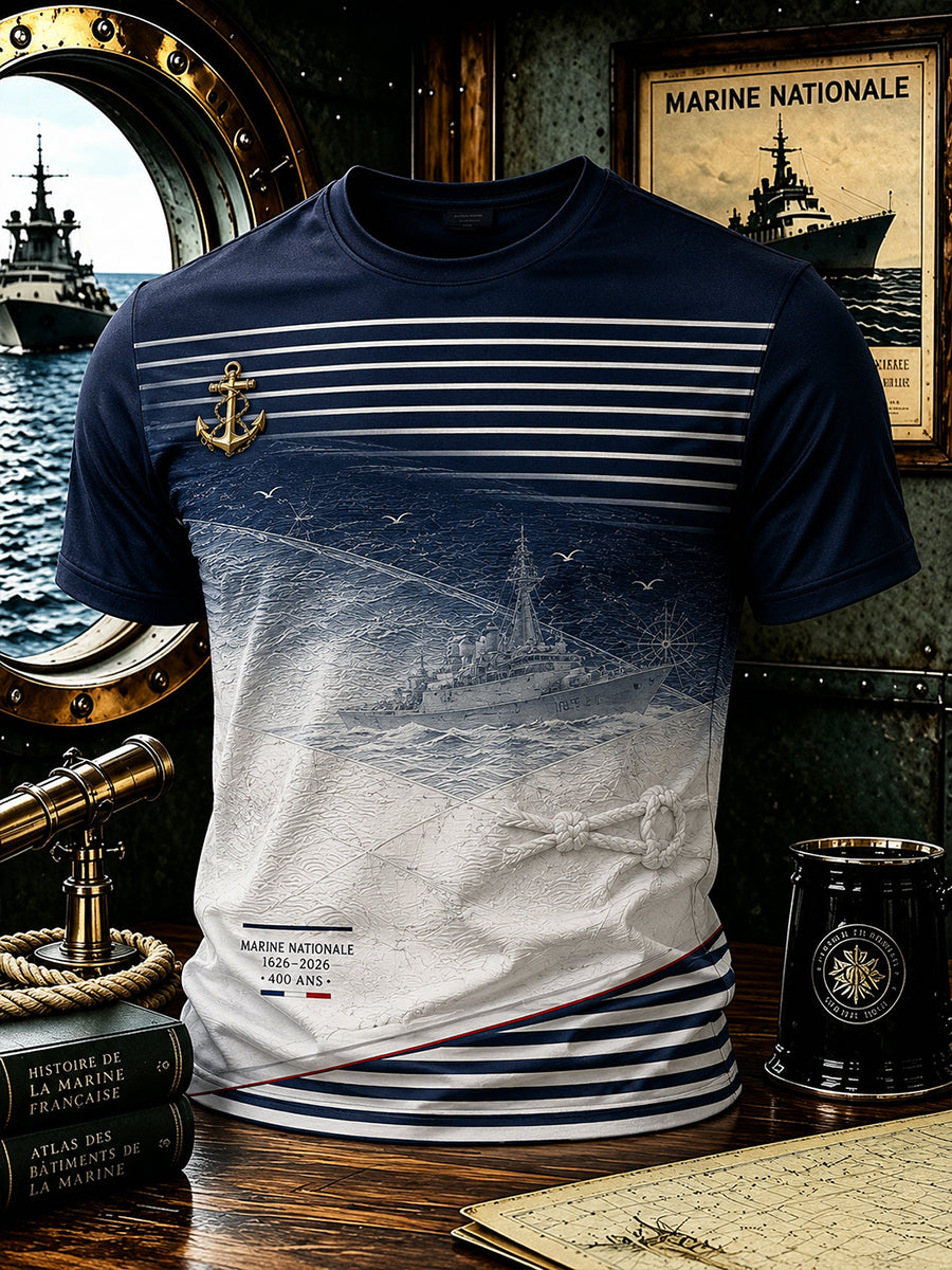 T-shirt manches courtes bleu marine pour homme