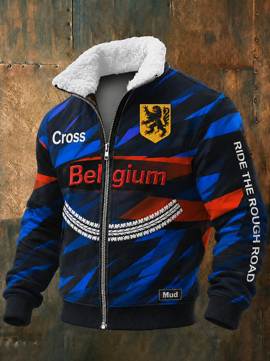 Veste à capuche à manches longues imprimée de l’équipe belge de cyclisme des Flandres pour hommes
