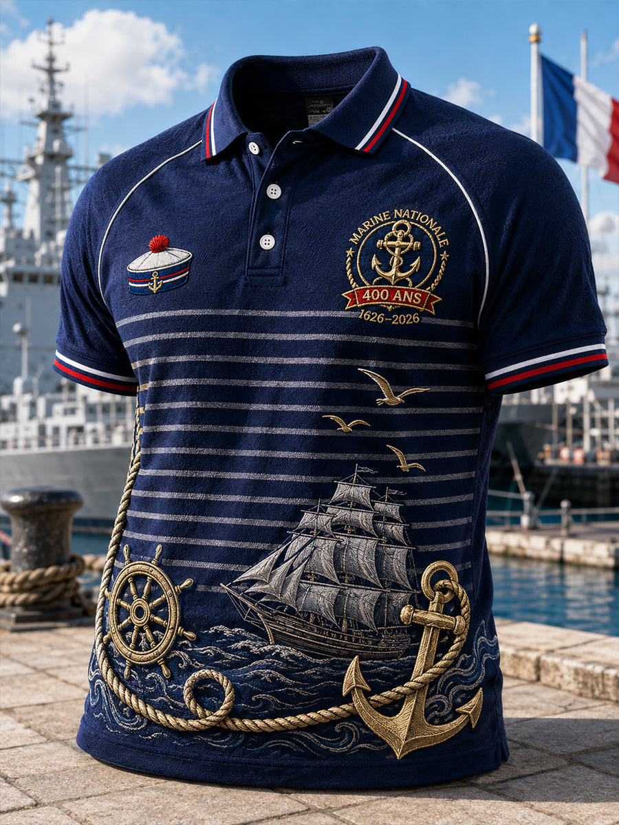 T-shirt Homme Marine Française À Manches Courtes