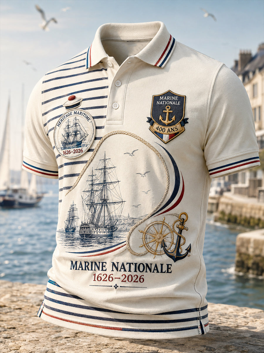 T-shirt Homme Marine Française À Manches Courtes