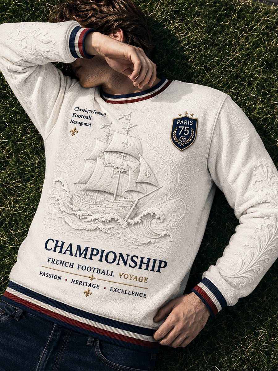 Sweat Homme Décontracté Imprimé Football Paris Saint-Germain Blanc Cassé