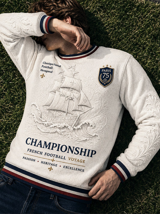 Sweat Homme Décontracté Imprimé Football Paris Saint-Germain Blanc Cassé