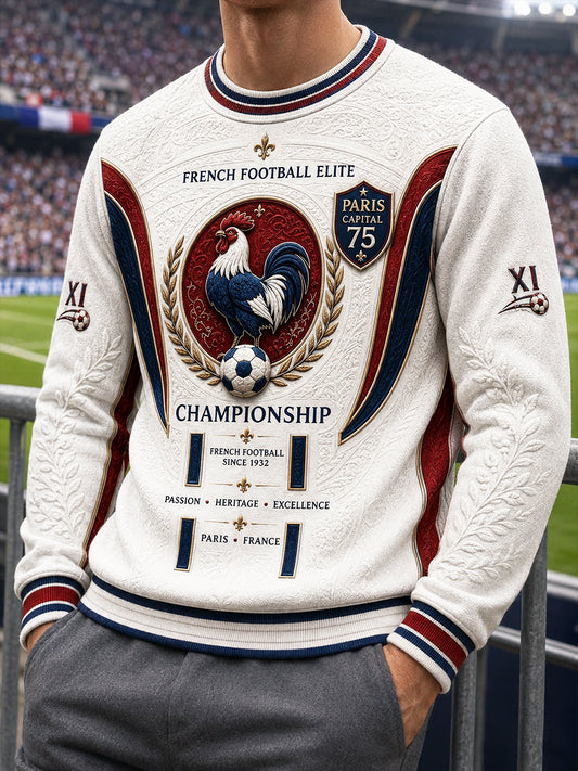Sweatshirt Décontracté Homme Français Blanc Ligue 1 Paris Saint-Germain Football-Imprimé