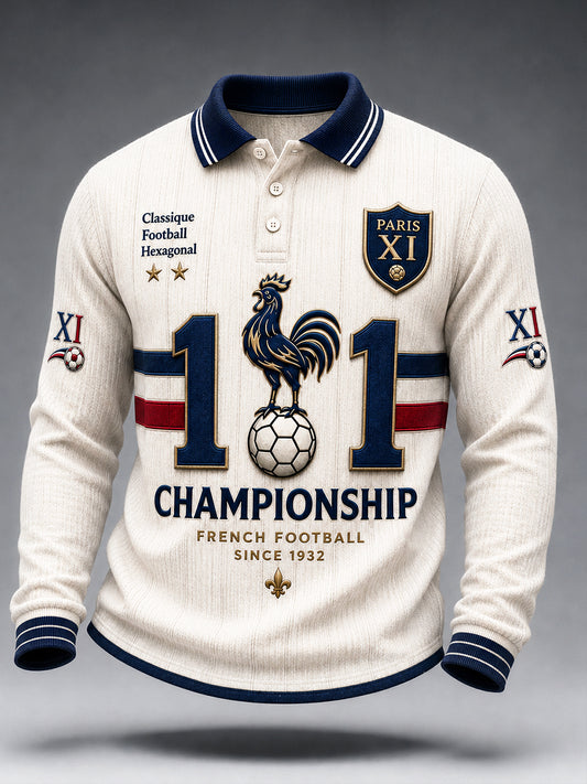 Polo Homme Décontracté Début De L'automne À Manches Longues Paris Saint-Germain Imprimé Football