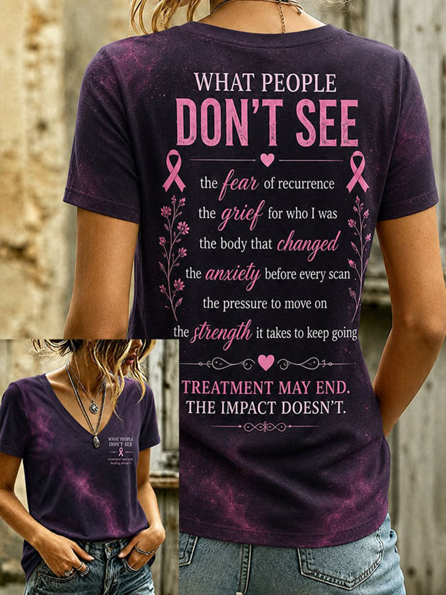 T-shirt décontracté à motif de sensibilisation au cancer du sein chez la femme