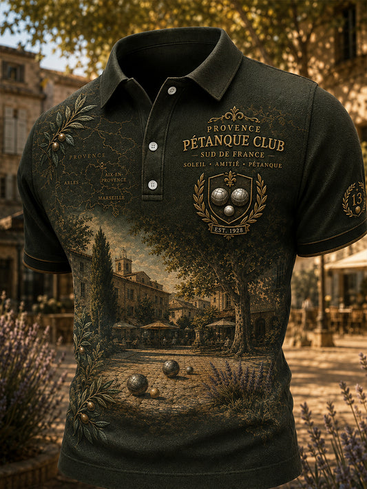 Chemise à manches courtes française pour hommes, de pétanque