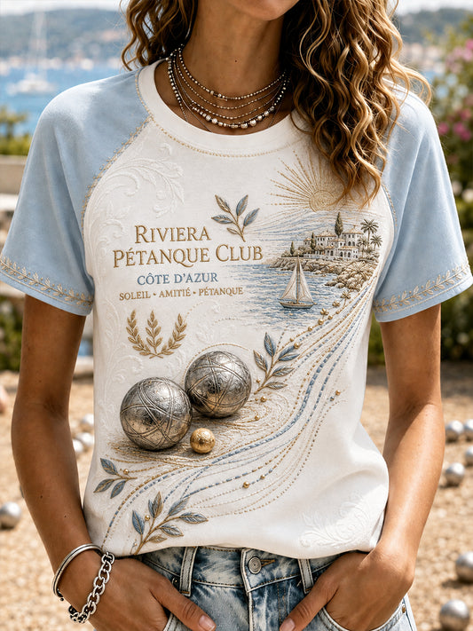 Chemise à manches courtes French Boules Round Neck Femme