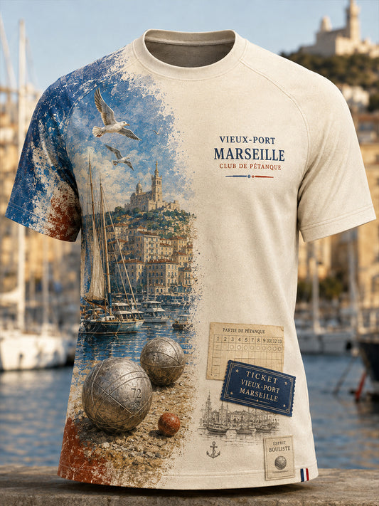 T-shirt manches courtes pour hommes, motif boules françaises