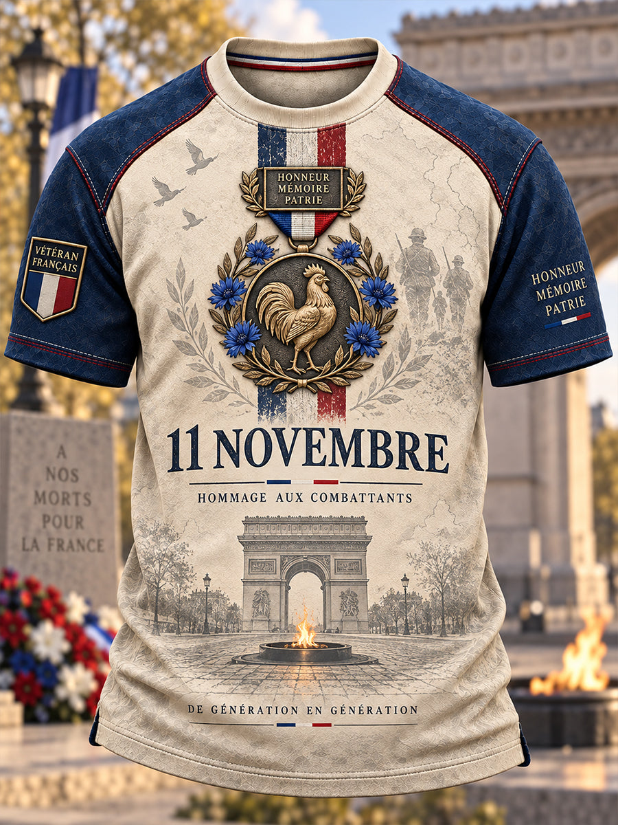 T-shirt à manches courtes pour la commémoration de la Journée du Souvenir des anciens combattants en France