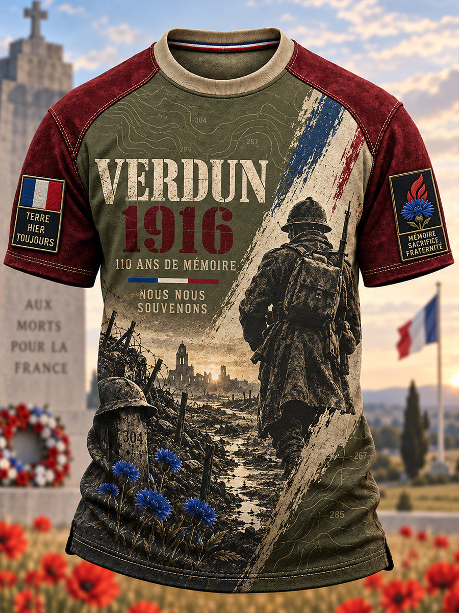 T-shirt à manches courtes pour hommes Commémoration de la guerre du jour du Souvenir en France