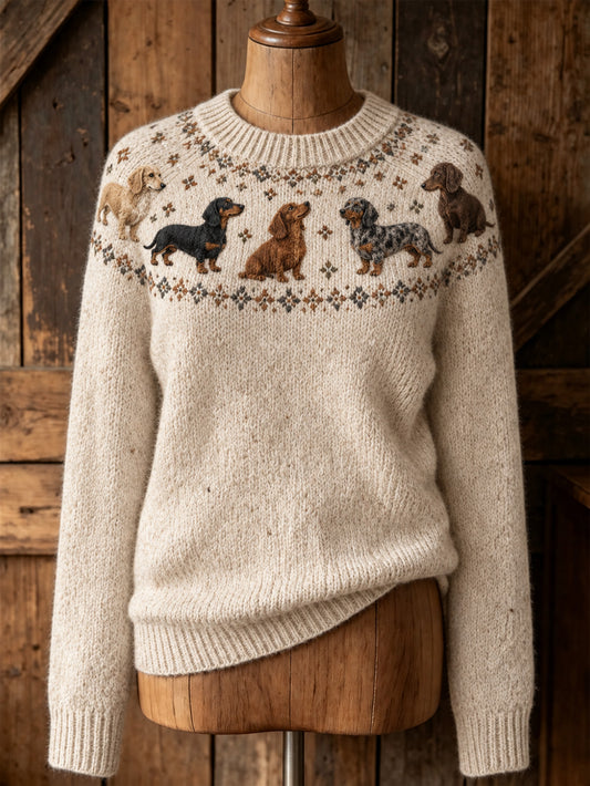 Pull décontracté à manches longues pour femme, motif mignon de chiot
