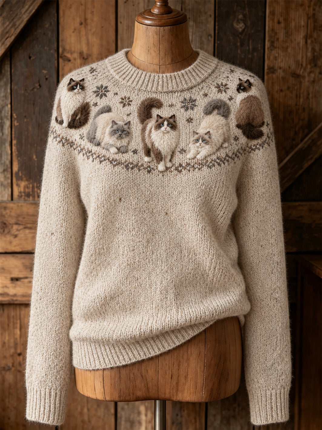 Pull décontracté à manches longues pour femme, motif chat mignon