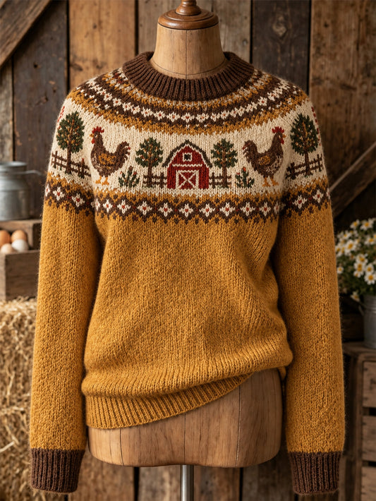 Pull décontracté à manches longues pour femme, motif animaux de la ferme
