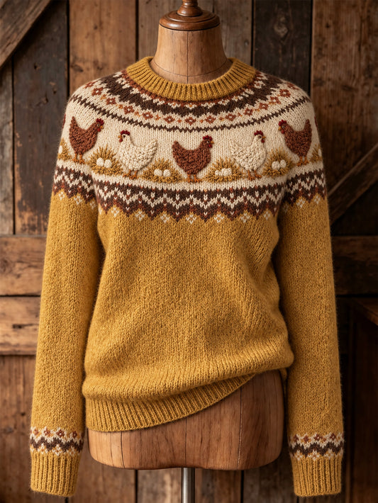 Pull décontracté à manches longues pour femme, motif animaux de la ferme