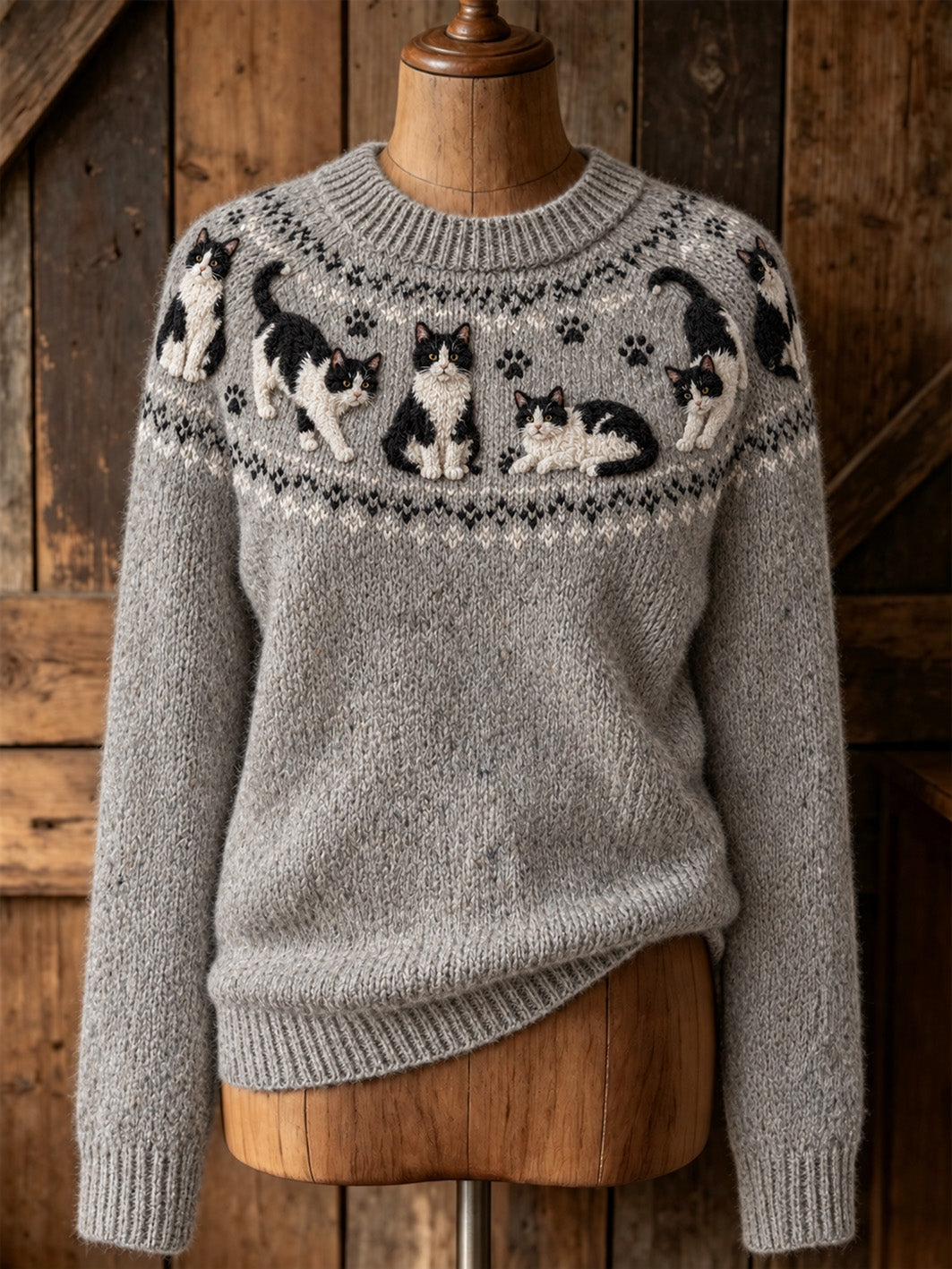 Pull décontracté à manches longues pour femme, motif chat mignon