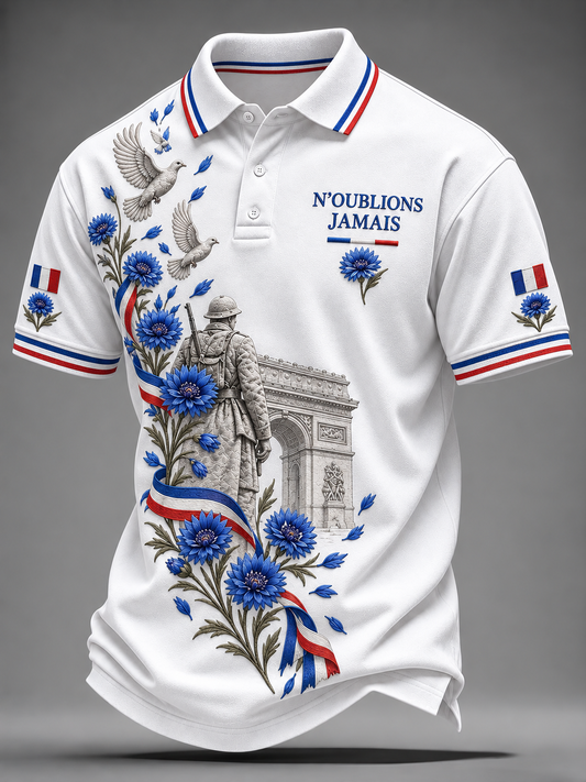 Chemise imprimée pour hommes «N'OUBLIONS JAMAIS»