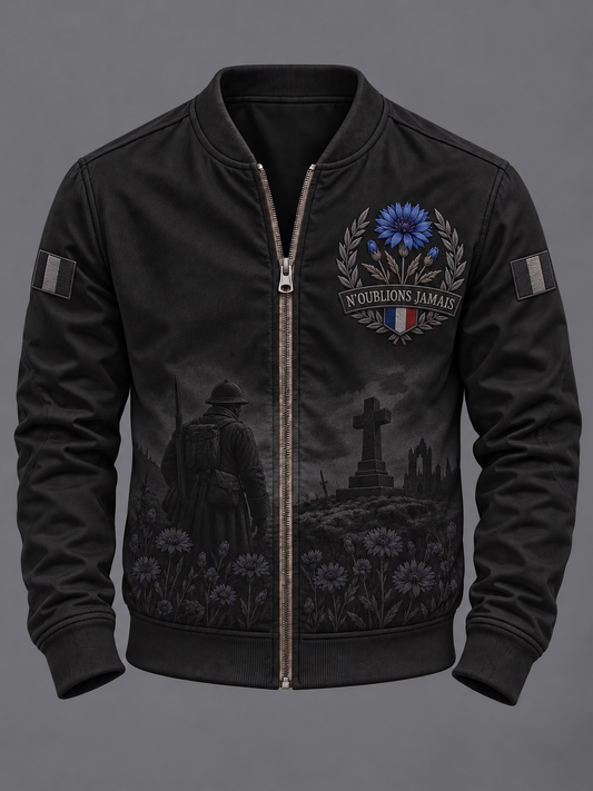 Veste zippée imprimée «N'OUBLIONS JAMAIS» pour homme