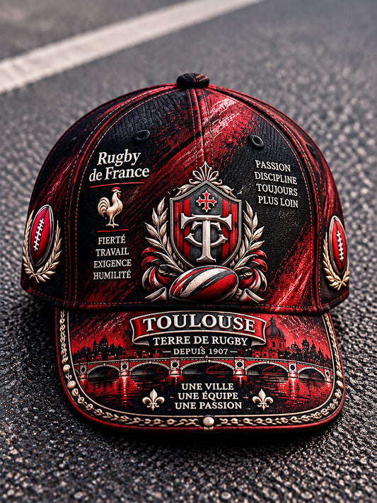 Chapeau Décontracté à Imprimé Rugby de Toulouse Française