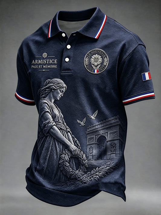 Chemise imprimée commémorative de la Journée de l'Armistice française pour hommes