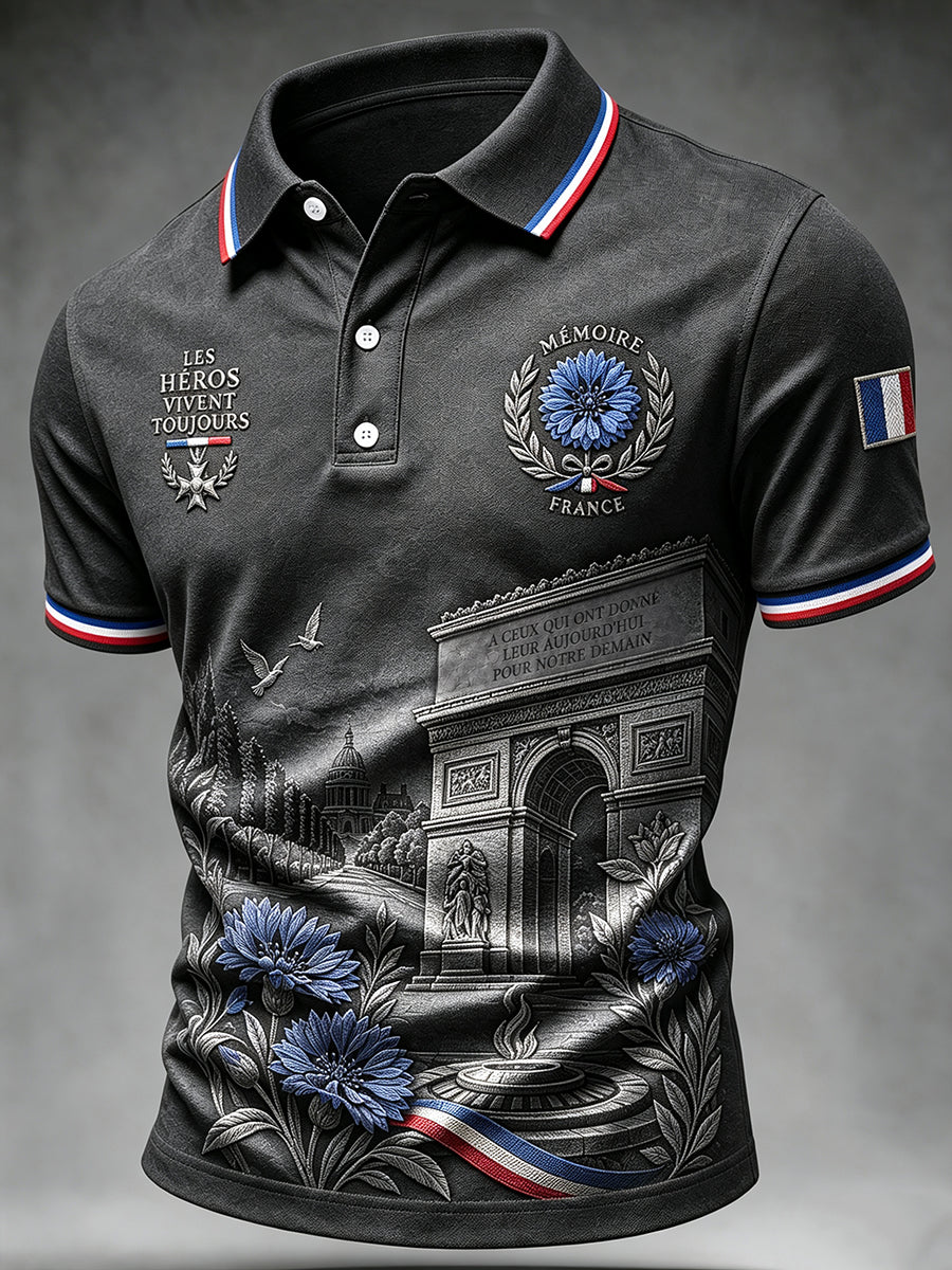 Chemise imprimée commémorative de la Journée de l'Armistice française pour hommes
